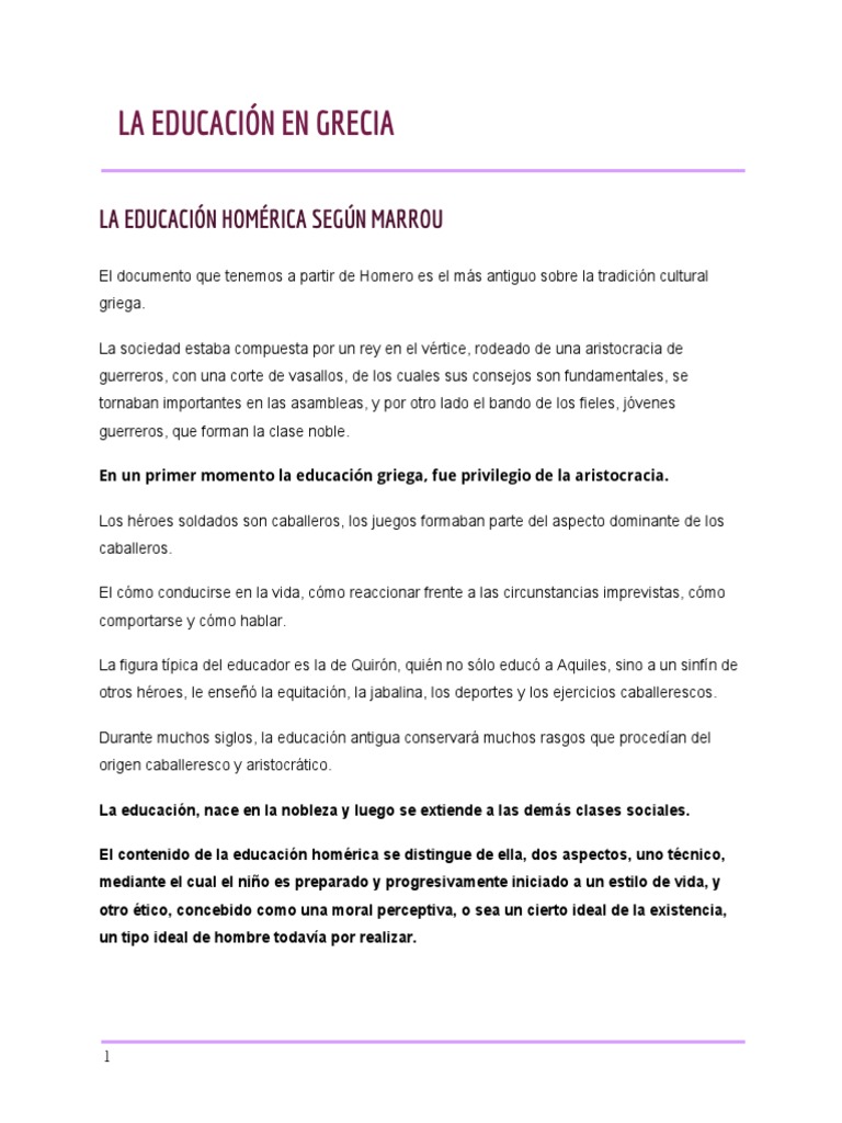 Historia de La Educacion en Grecia | PDF | Antigua Grecia | Democracia