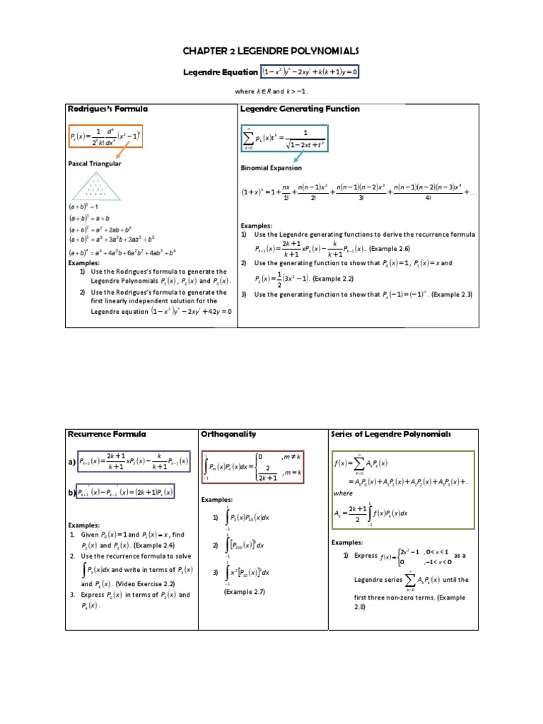 Legendre Polynomials and Their Properties | PDF | Computational Science ...