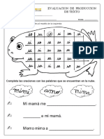 Evaluacion de Produccion de Texto: 1.-Lee y Rodea Las Sílabas Iguales Al Modelo de La Izquierda