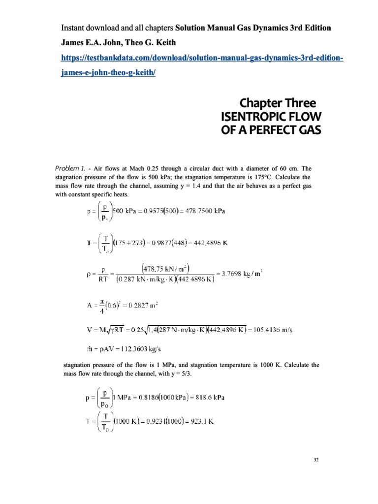 Solution Manual Gas Dynamics 3rd Edition James Ea John Theo G
