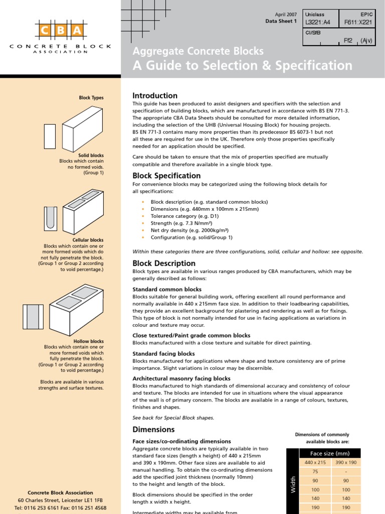 Datasheet on Concrete Blocks Engineering Tolerance Masonry