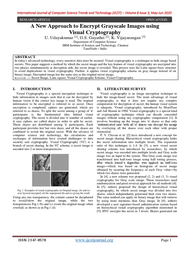 Grayscale Image Encryption via Visual Cryptography | PDF | Cryptography ...