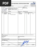 Part or Material Certification Form: ISO 9001:2015 QMS 06531