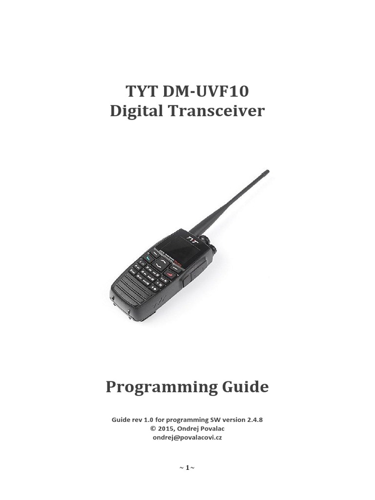 TYT DM UVF10 Programming Guide v1.0 PDF | PDF | Radio | Electronic ...