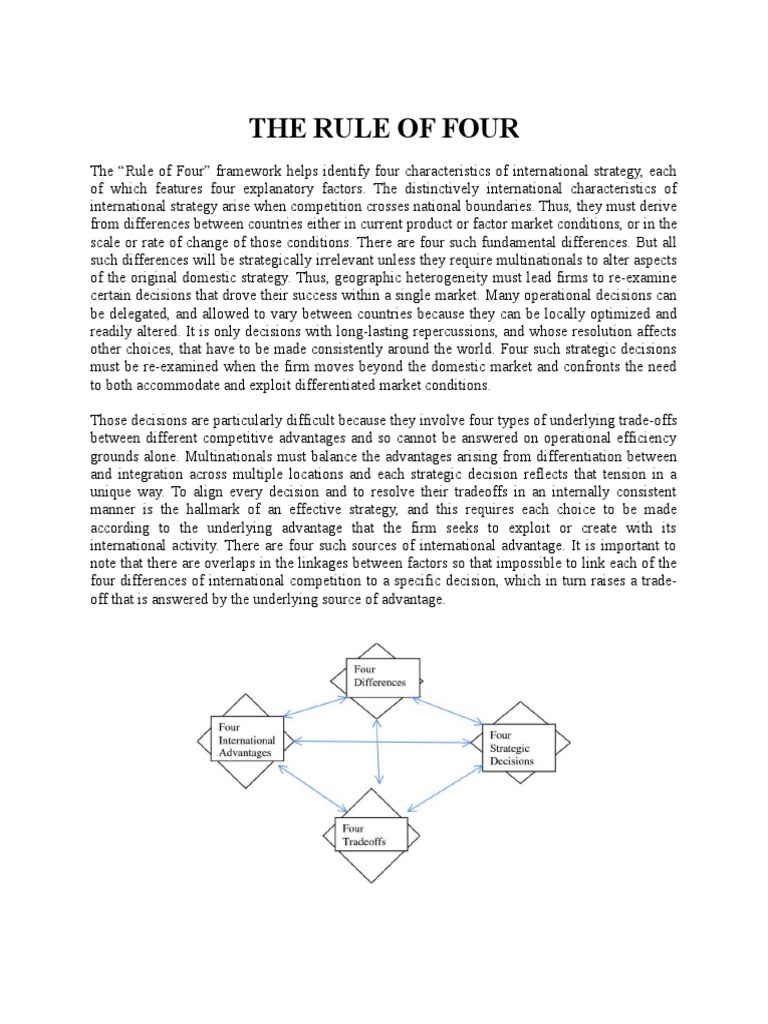 Rule of Four Framework PDF | PDF | Trade Off | Multinational Corporation
