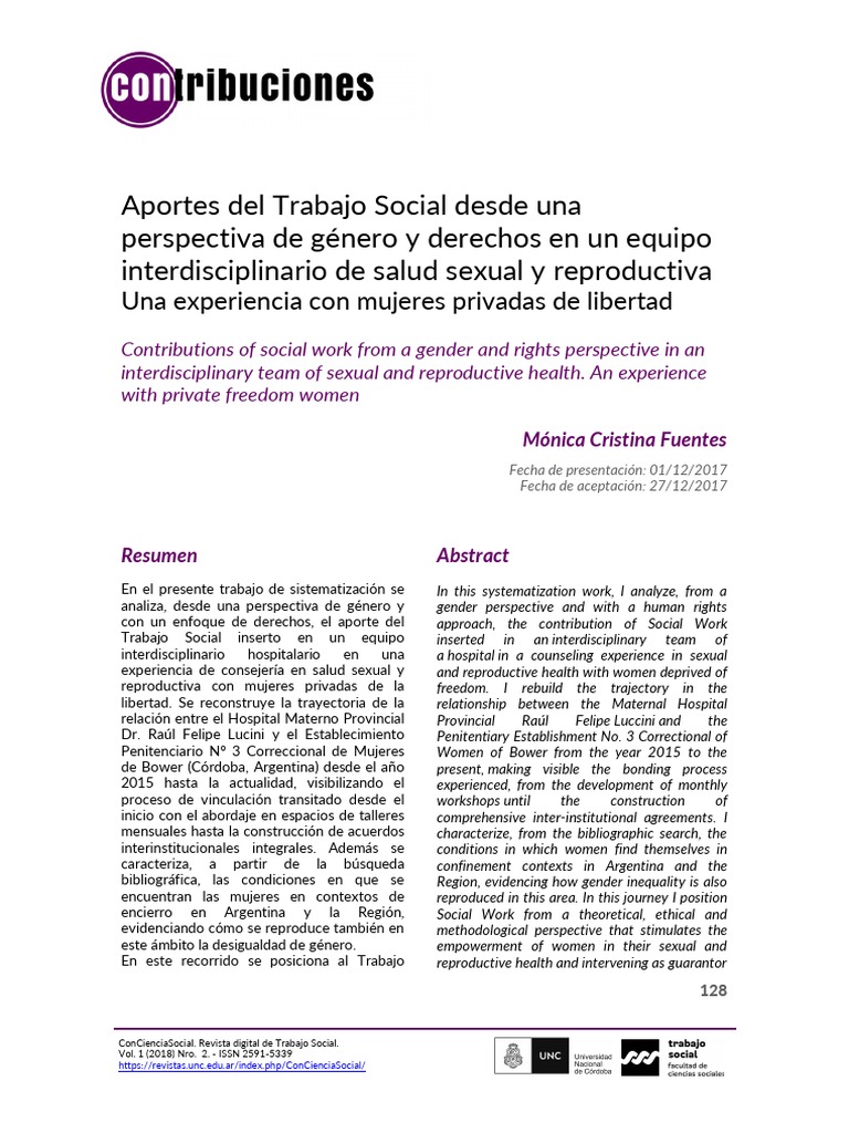 Aportes Del Trabajo Social Desde Una Mirada Feminista PDF PDF