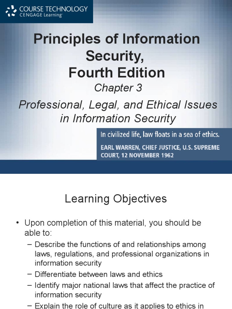 Professional, Legal, and Ethical Issues in Information Security | PDF ...