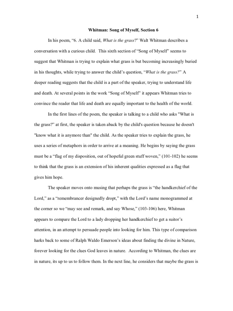 Walt Whitman S Leaves Of Grass Section 6 Walt Whitman Leaves Of Grass