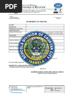Authority To Travel: Schools Division Office of Cauayan City