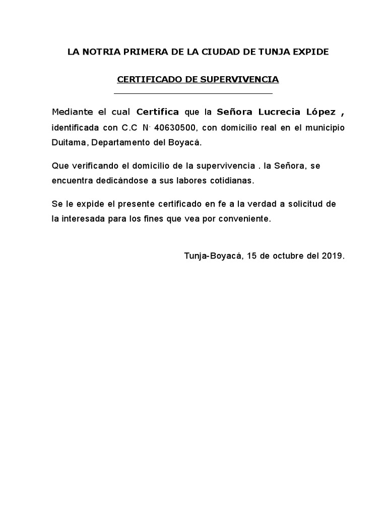 Certificado Supervivencia Pdf 