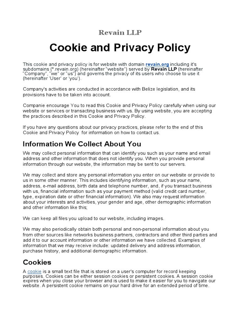 Revain LLP Cookie & Privacy Policy | PDF | Http Cookie | Digital Rights