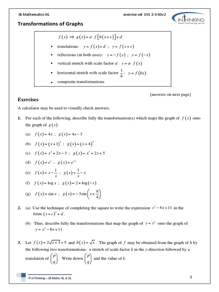 Transformation Of Graphs Asymptote Cartesian Coordinate System