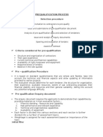 Prequalification Process Selection Procedure: Initial Filter