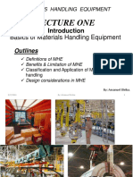Lecture One: Basics of Materials Handling Equipment