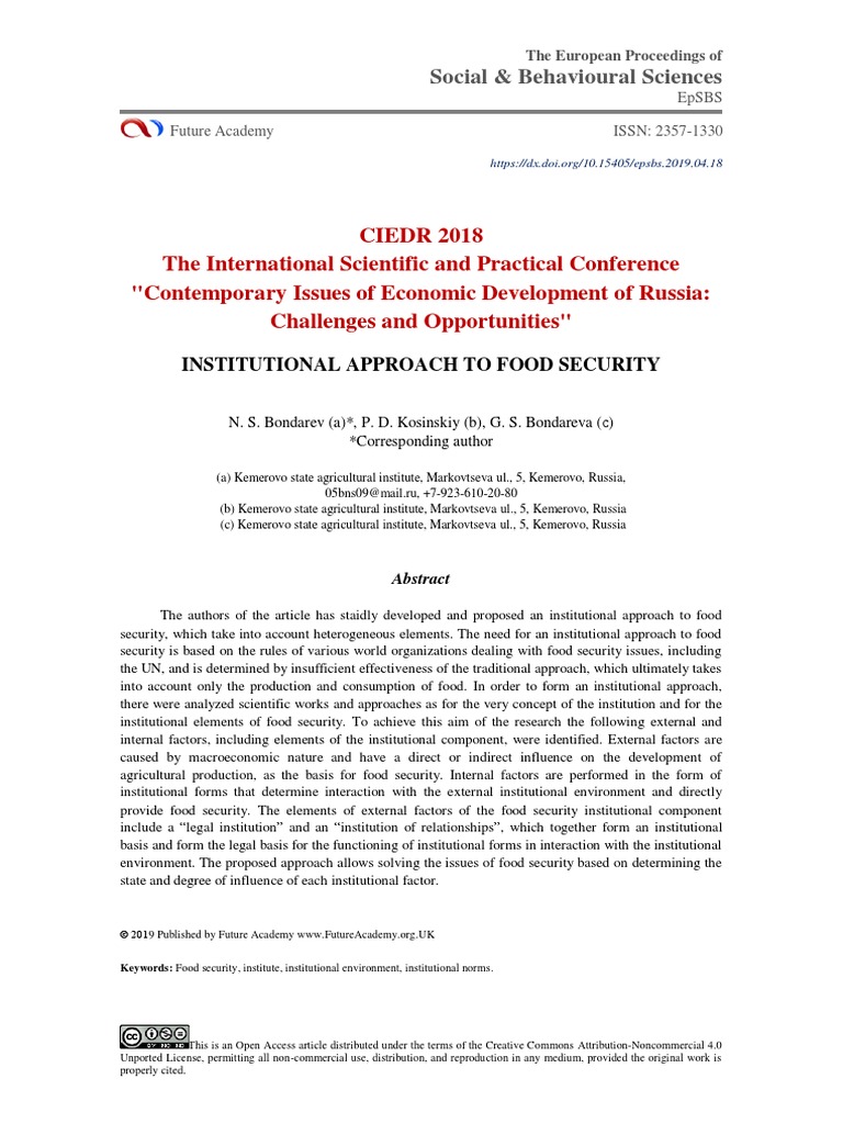 Institutional Approach To Food Security PDF | PDF | Food Security ...