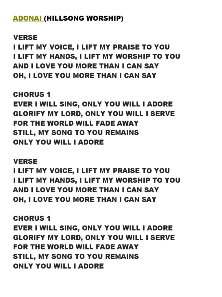 Adonai Lyrics - Hillsong Worship | PDF | Poetry