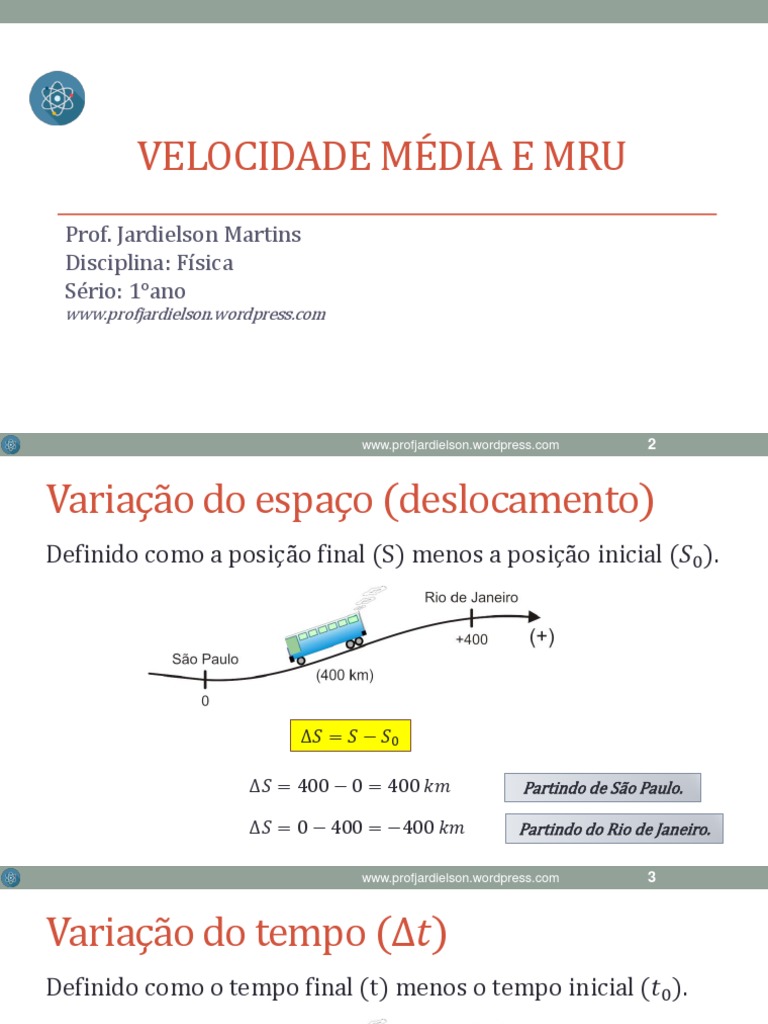Velocidade Média e MRU na Física | PDF | Velocidade | Mecânica Clássica