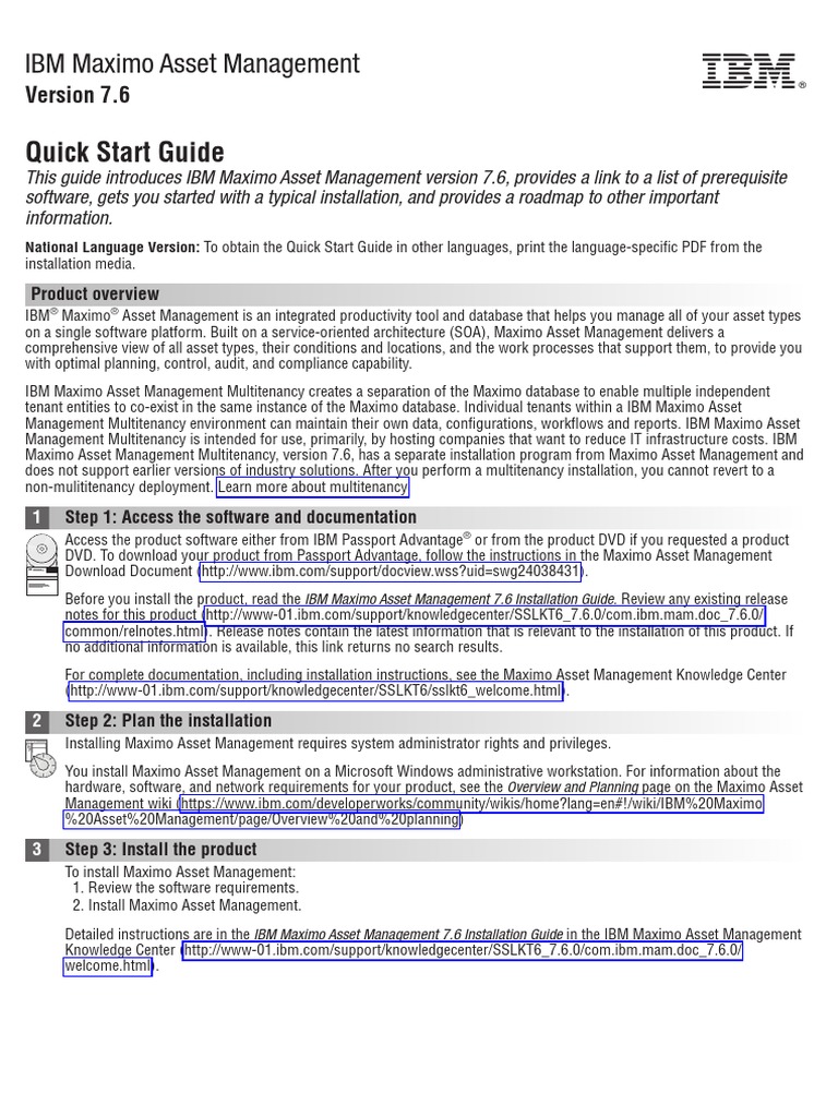 Quick Start Guide: IBM Maximo Asset Management | PDF | Databases ...