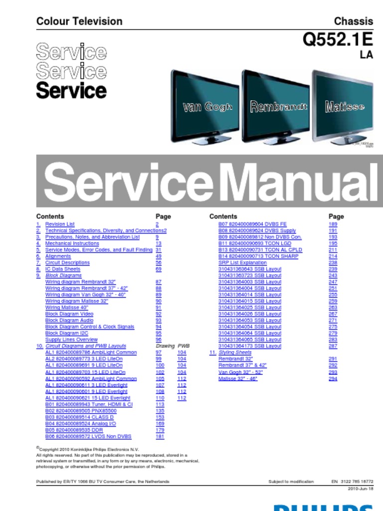 Philips Chassis Q552.1E LA | Electronic Engineering | Computer Engineering