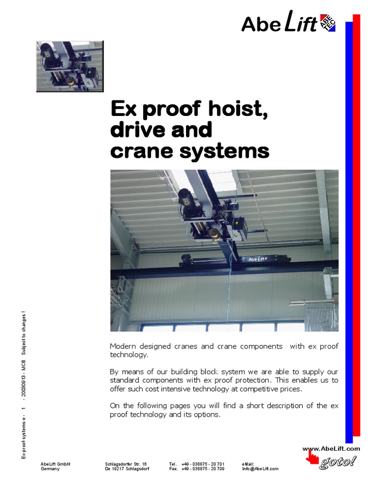 ABELIFT ExPROOFHOISTSYSTEMS LITERATURE PDF Safety Nature