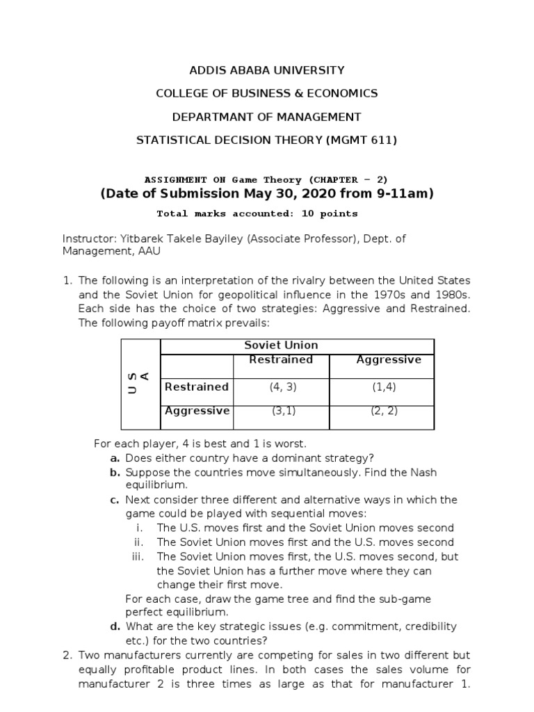 Assignment 2 Game Theory PDF Voting Game Theory