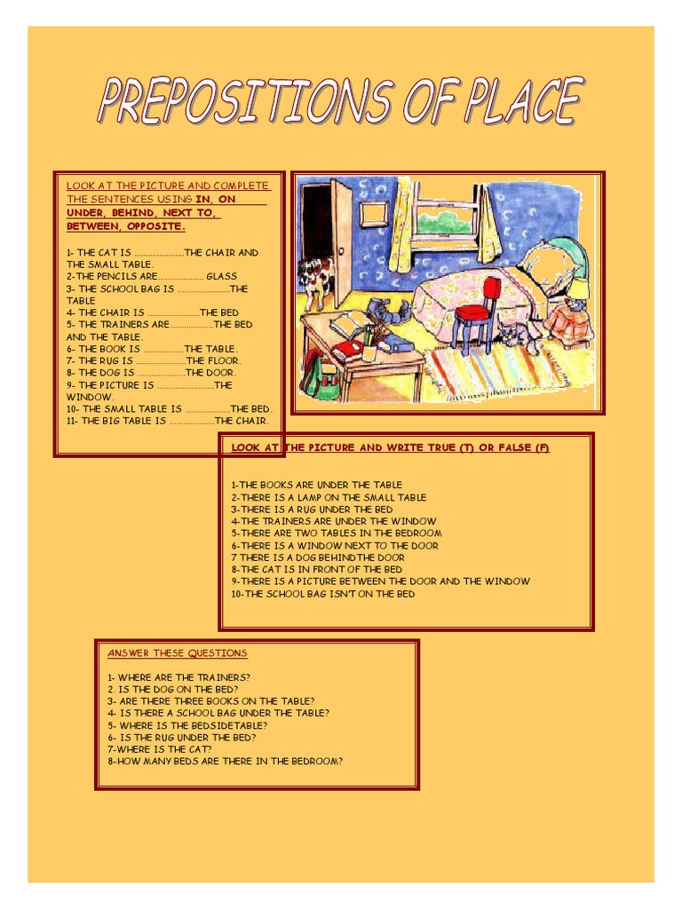 Using Prepositions to Describe Locations in a Bedroom Scene | PDF