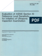Evaluation of ASME Section XI Reference Level Sensitivity For Initiation of Ultrasonic Inspection Examination PDF