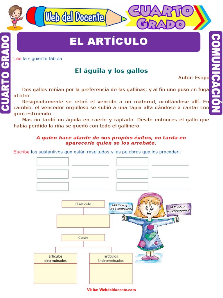 Clases de Artículos para Cuarto Grado de Primaria | PDF