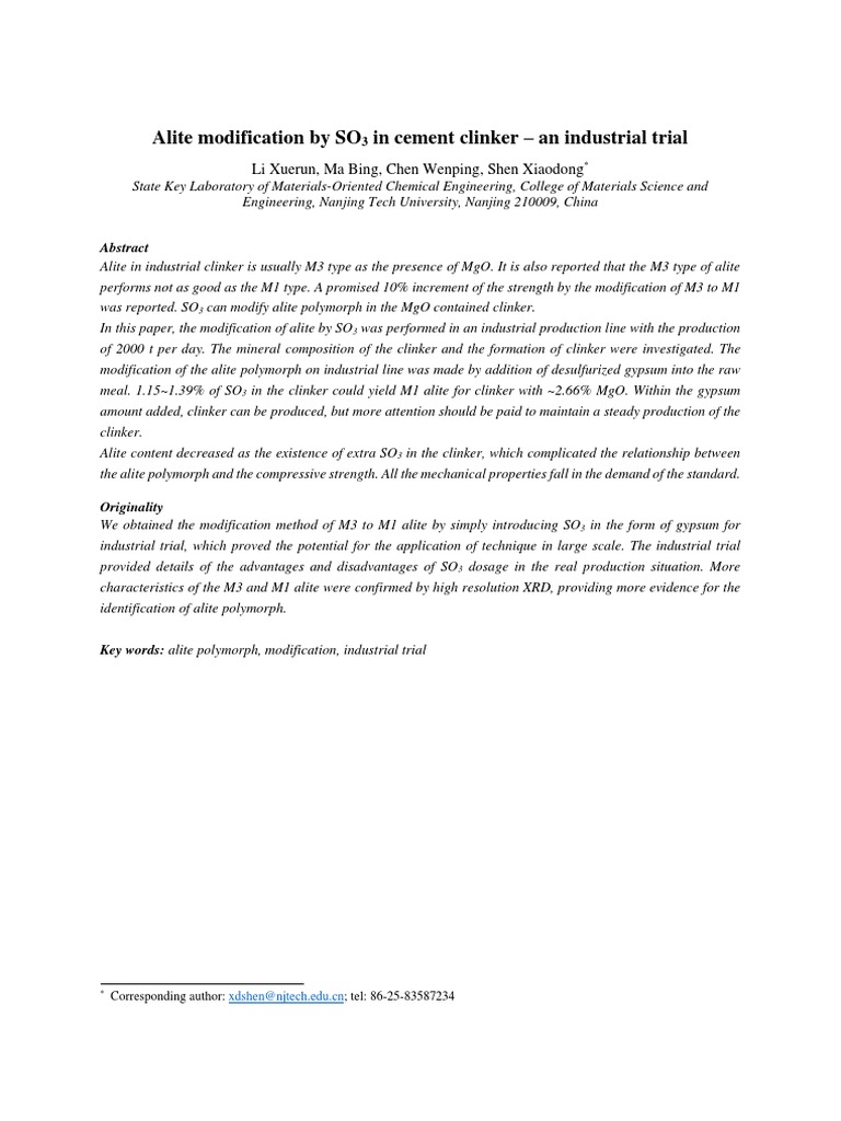 SO3-Induced Alite Modification in Cement | PDF | Cement | Building ...
