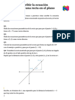 Worksheet: Escribir La Ecuación Paramétrica de Una Recta en El Plano