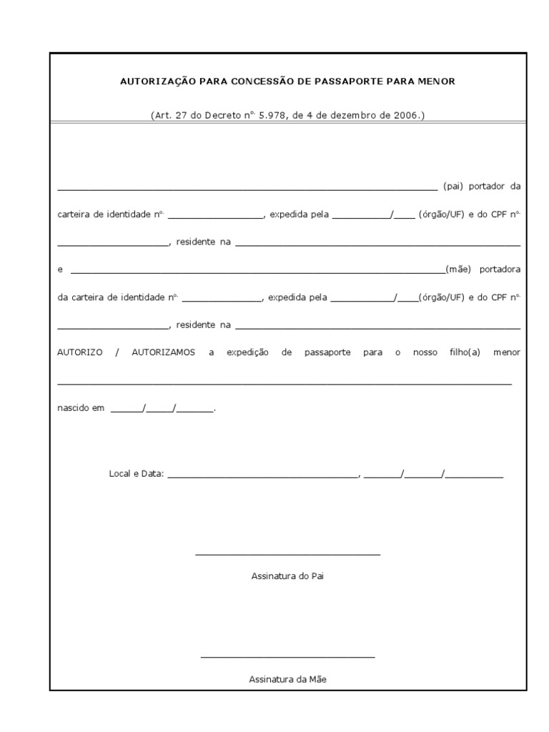 Autorizacao para Concessao de Passaporte para Menor | PDF | Aplicações de  criptografia | Privacidade, image size:768x1024