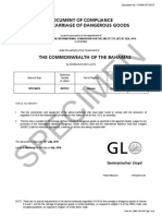 Specimen: Document of Compliance For The Carriage of Dangerous Goods