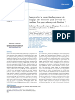 2013 Comprendre Le Neurodéveloppement Du Langage, Une Nécessité Pour Prévenir Les Troubles Des Apprentissages de L'enfant