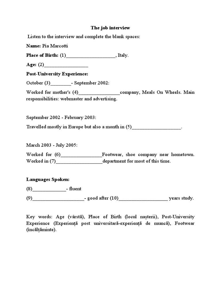The Job Interview | PDF | Social Science