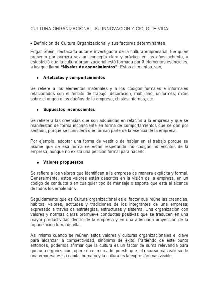 Cultura Organizacional y su Impacto | PDF | Innovación | Cultura ...