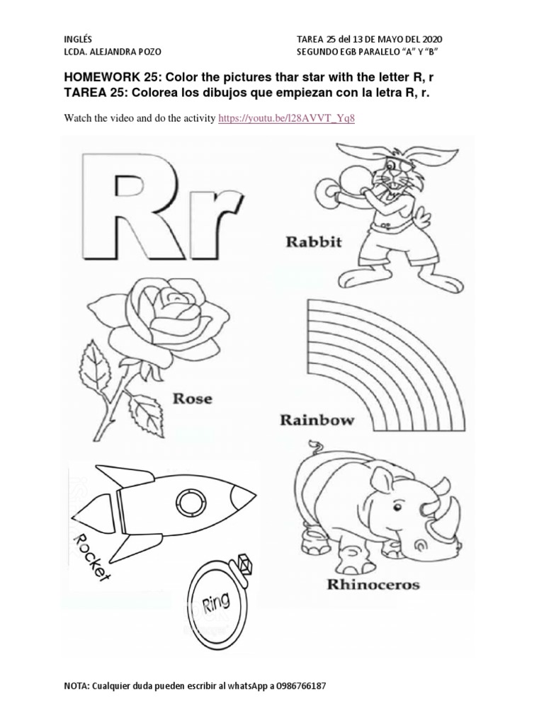 Tarea: Colorea con la letra R | PDF