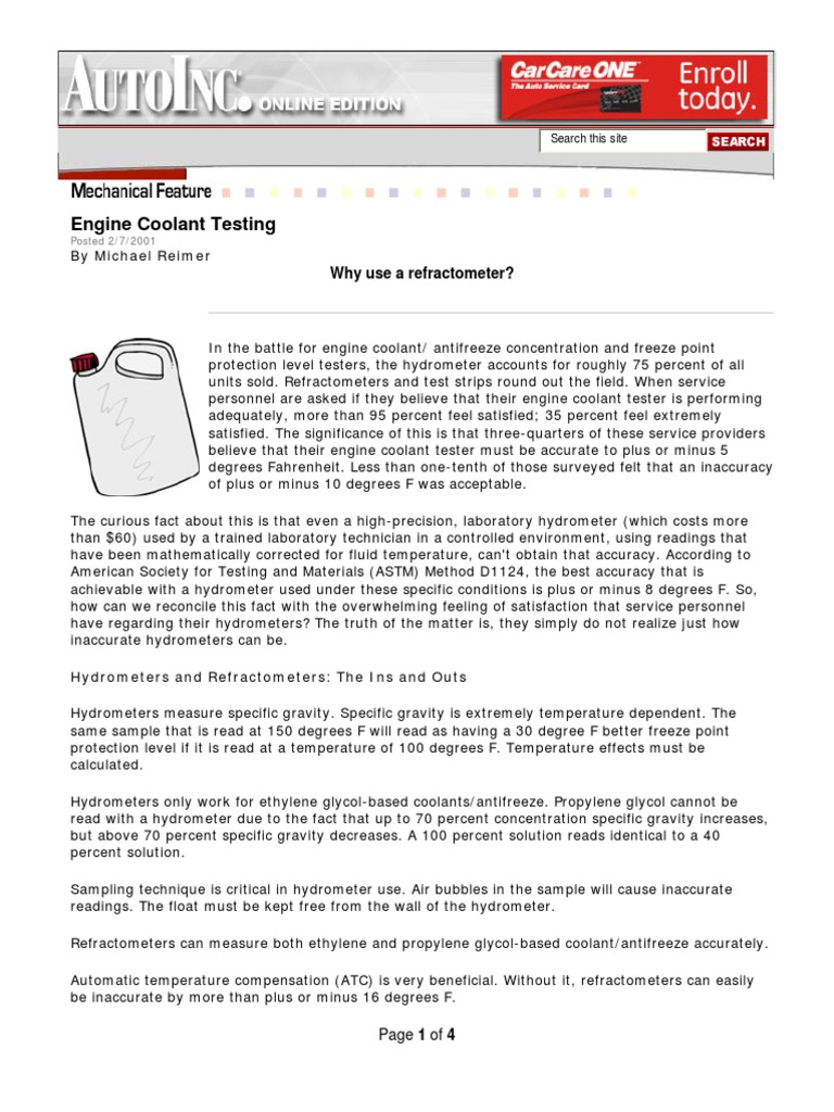 Engine Coolant Testing Article PDF Physical Chemistry Applied And