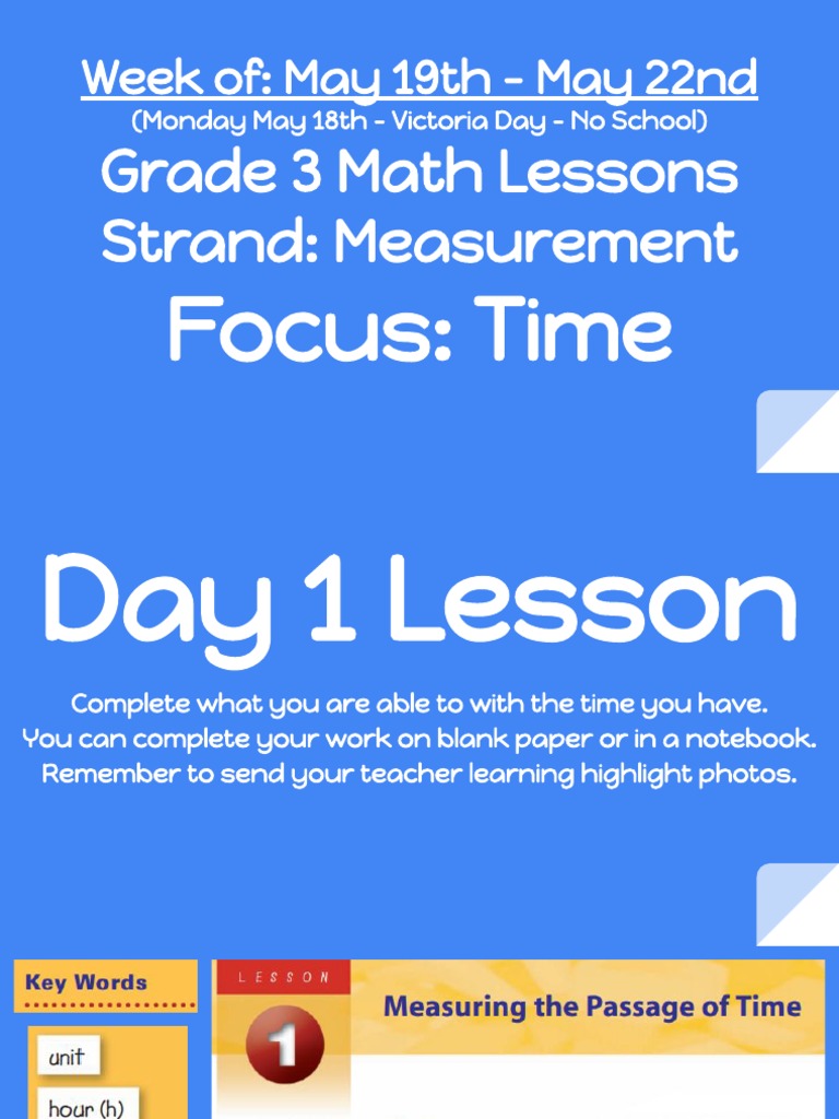 Grade 3 Measurement: Time Lessons | PDF