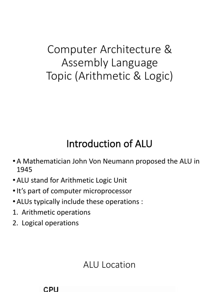Arithmetic and Logic. | PDF | Digital Electronics | Computer Science