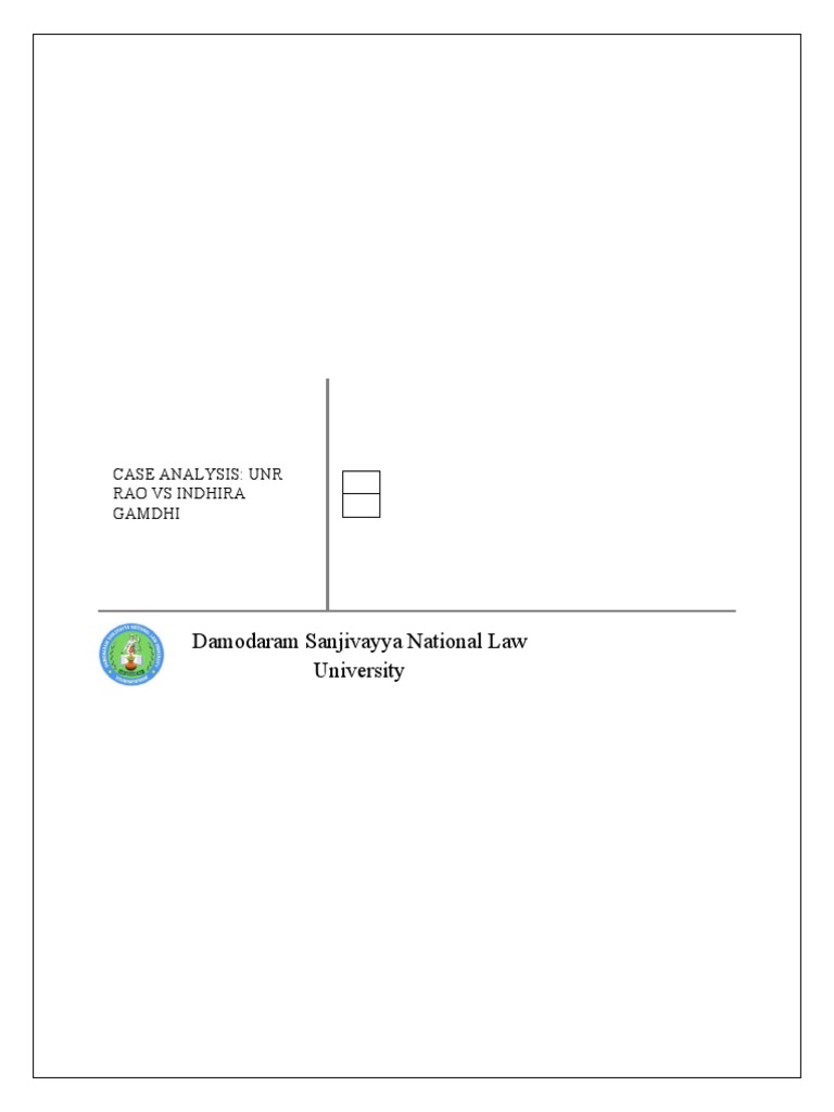 Damodaram Sanjivayya National Law University: Case Analysis: Unr Rao Vs ...