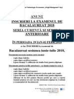 Anunt Inscriere Bac 2018
