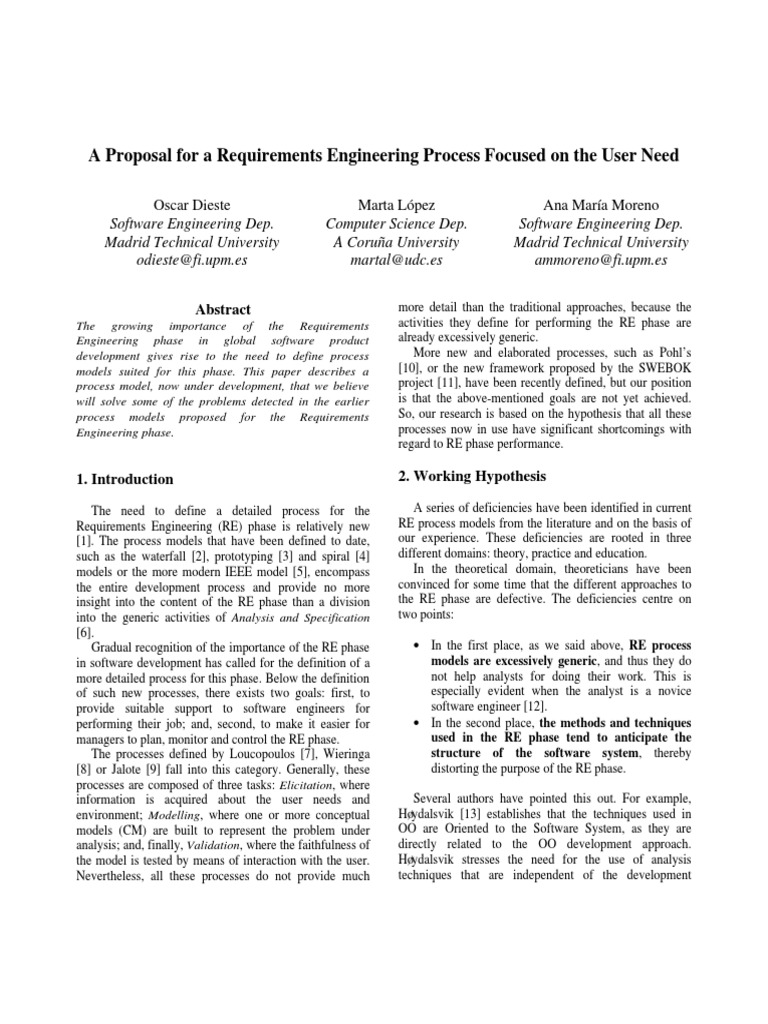 User-Focused Requirements Engineering Process | PDF | Conceptual Model ...