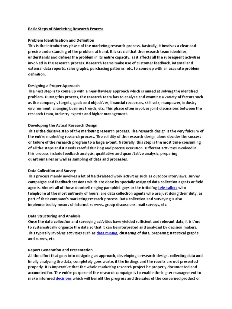 Marketing Research Process Steps | PDF | Type I And Type Ii Errors ...