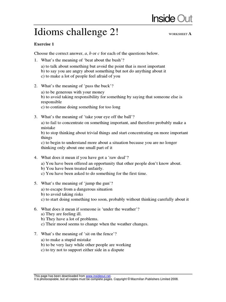 Idioms Challenge 2 PDF | PDF