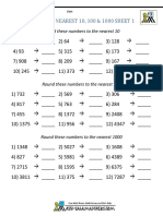 Rounding to the Nearest 10, 100 & 1000 Worksheet