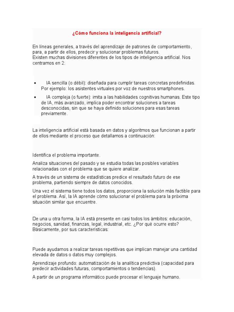 Tipos y Funcionamiento de la IA | PDF | Inteligencia artificial ...