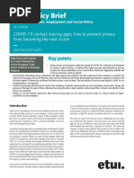 ETUI Policy Brief: COVID-19 Contact-Tracing Apps: How To Prevent Privacy From Becoming The Next Victim