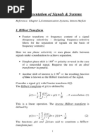 Representation of Signals & Systems: 1. Hilbert Transform