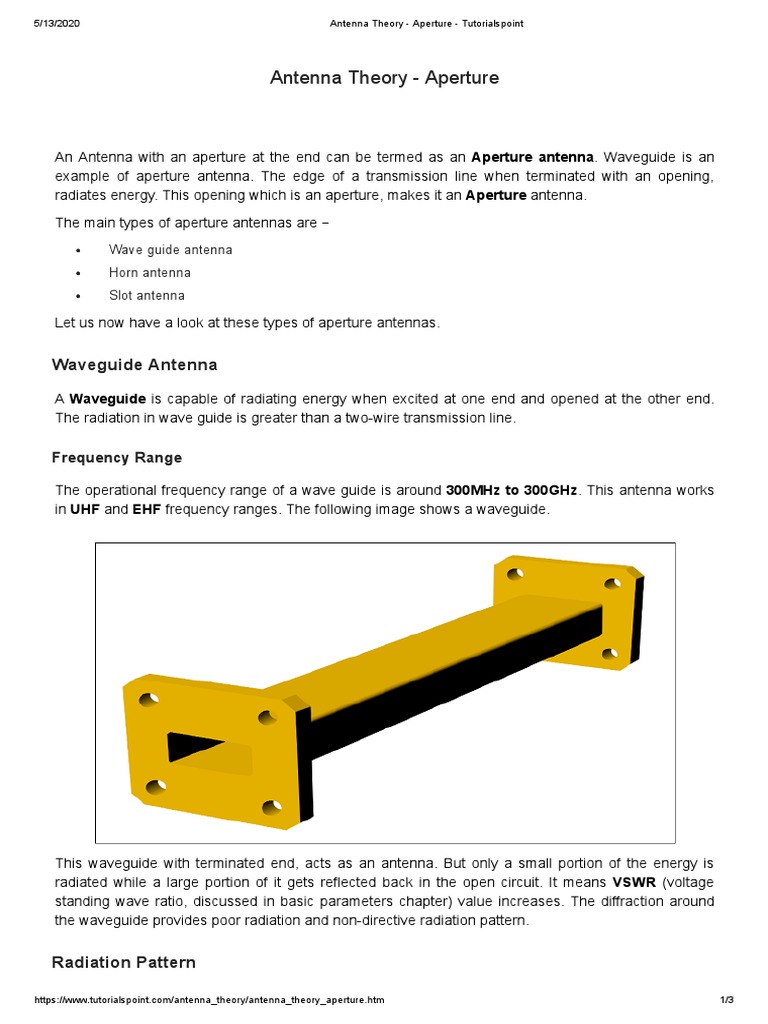 Aperture Antenna Overview and Types | PDF | Waveguide | Antenna (Radio)