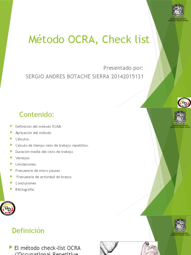 Método OCRA: Evaluación de Riesgos | PDF | Salud y bienestar | Medicina